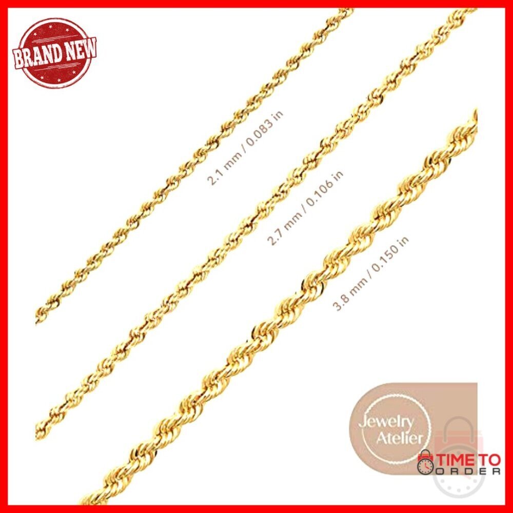 14K Gold Filled Rope Chain Necklace, 18 Inch, 3.8mm Width - Picture 6 of 7